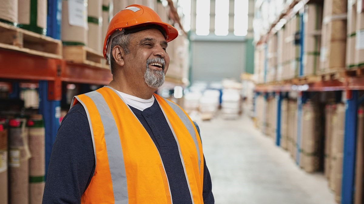 Worker in high visibility vest